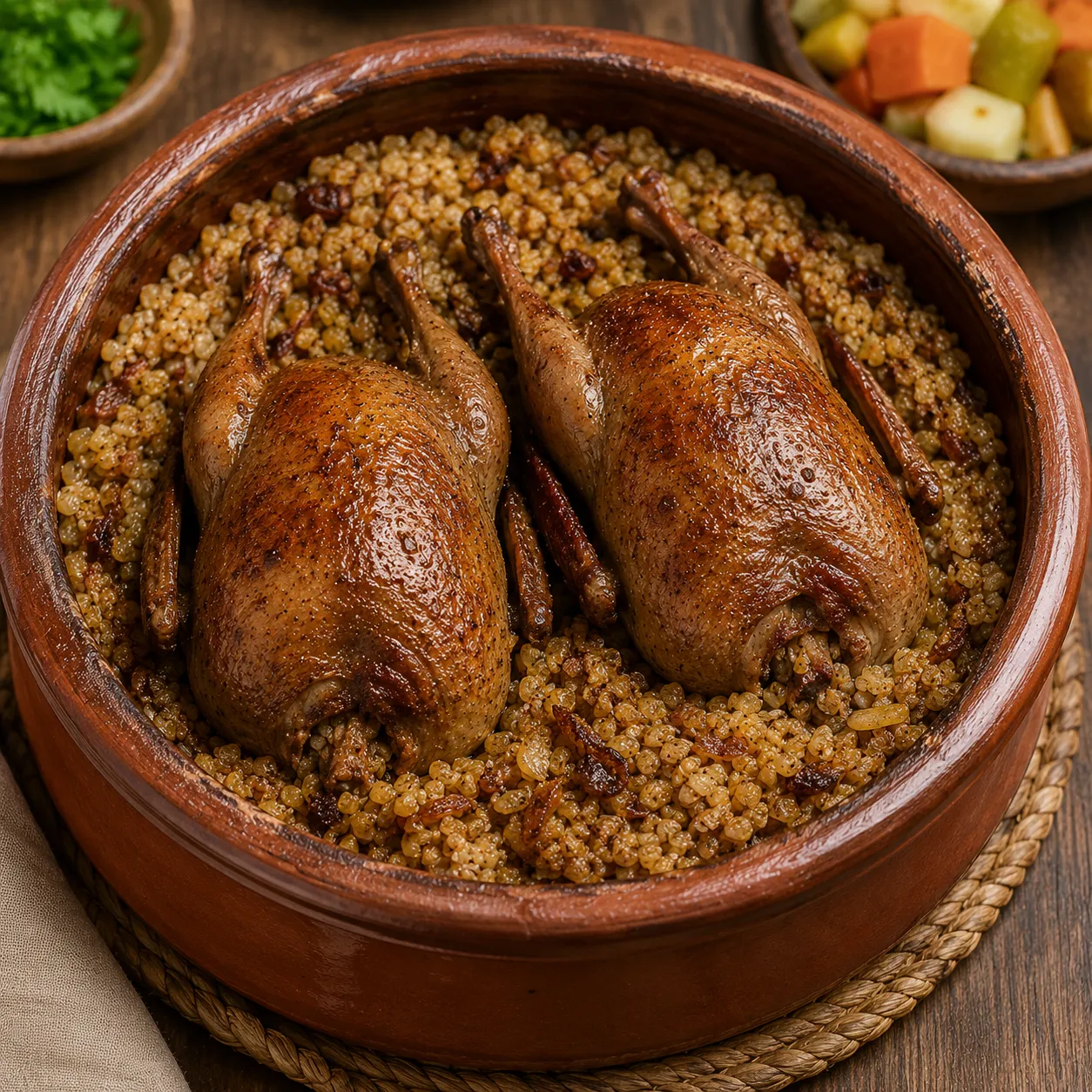 طاجن حمام بالفريك