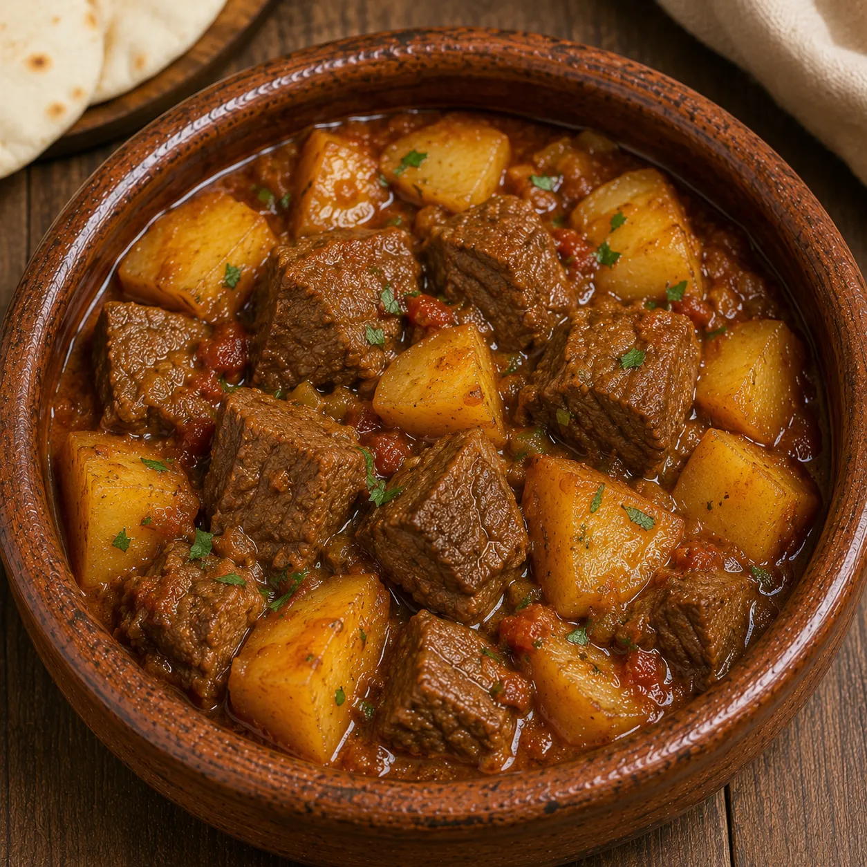 طاجن بطاطس باللحمة
