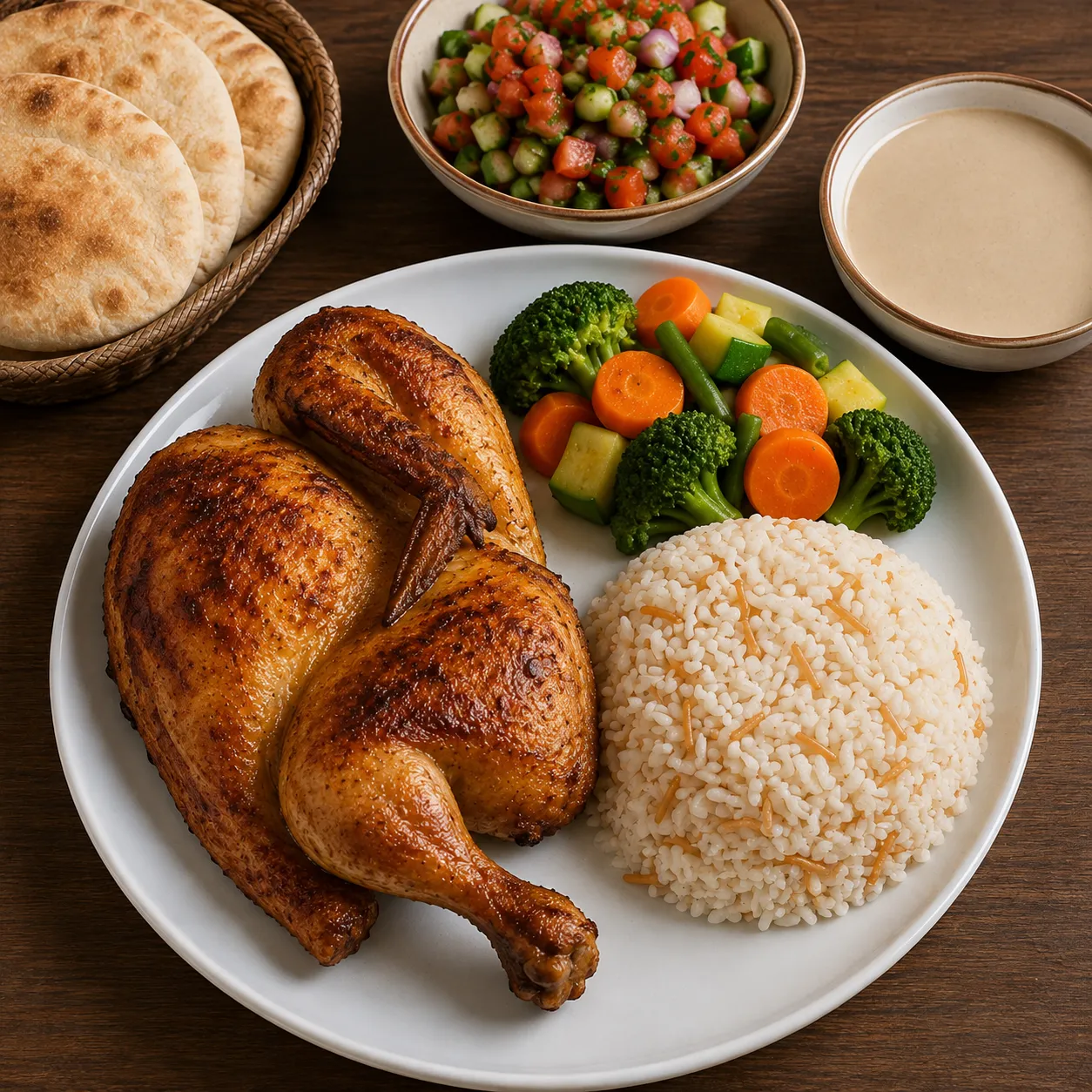 نص فراخ + ارز