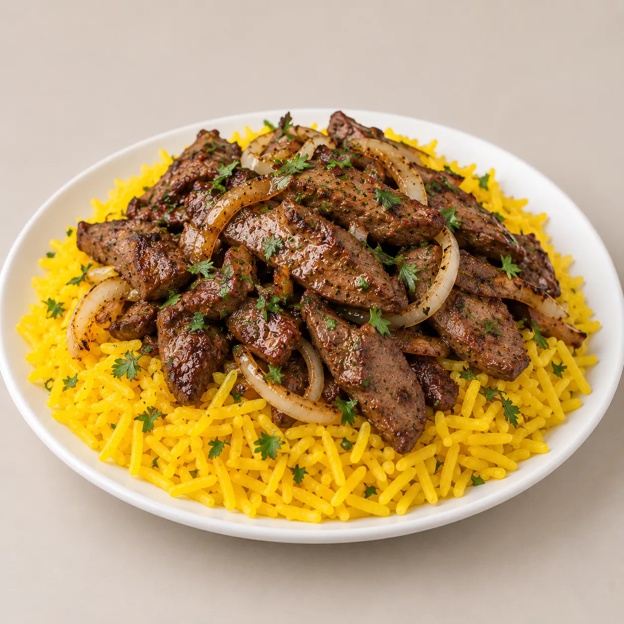 طبق رز بالكبدة المشوية
